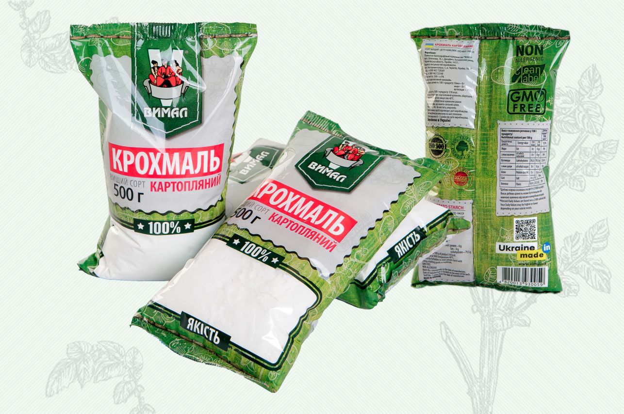 Potato starch VIMAL in 0,5 kg packets for retail chains 